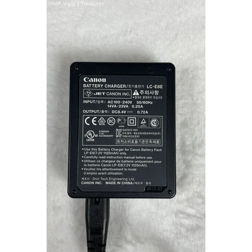 Canon LC-E8E Battery Charger w/ LP-E8 Battery OEM for EOS Rebel T2i T3i T4i T5i